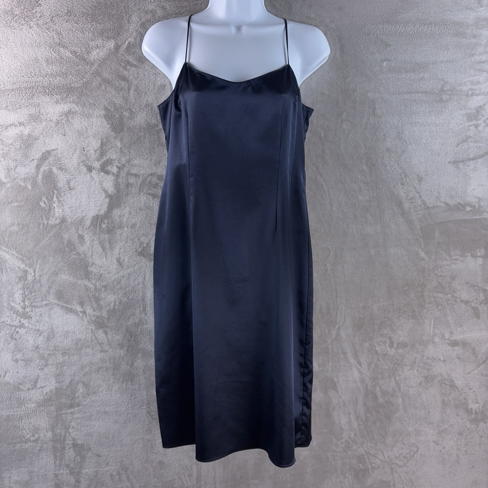 Rickie Freeman Teri Jon Midi Dress Womens Size 4 Navy Sleeveless Evening‎ Formal